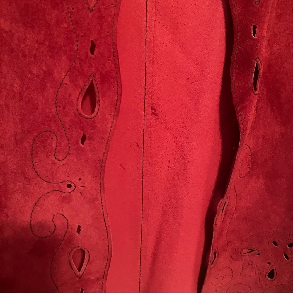 NWT Coldwater Creek Vest Womens Sz. L Red Suede Leather Western Boho Cut Out - Picture 3 of 5